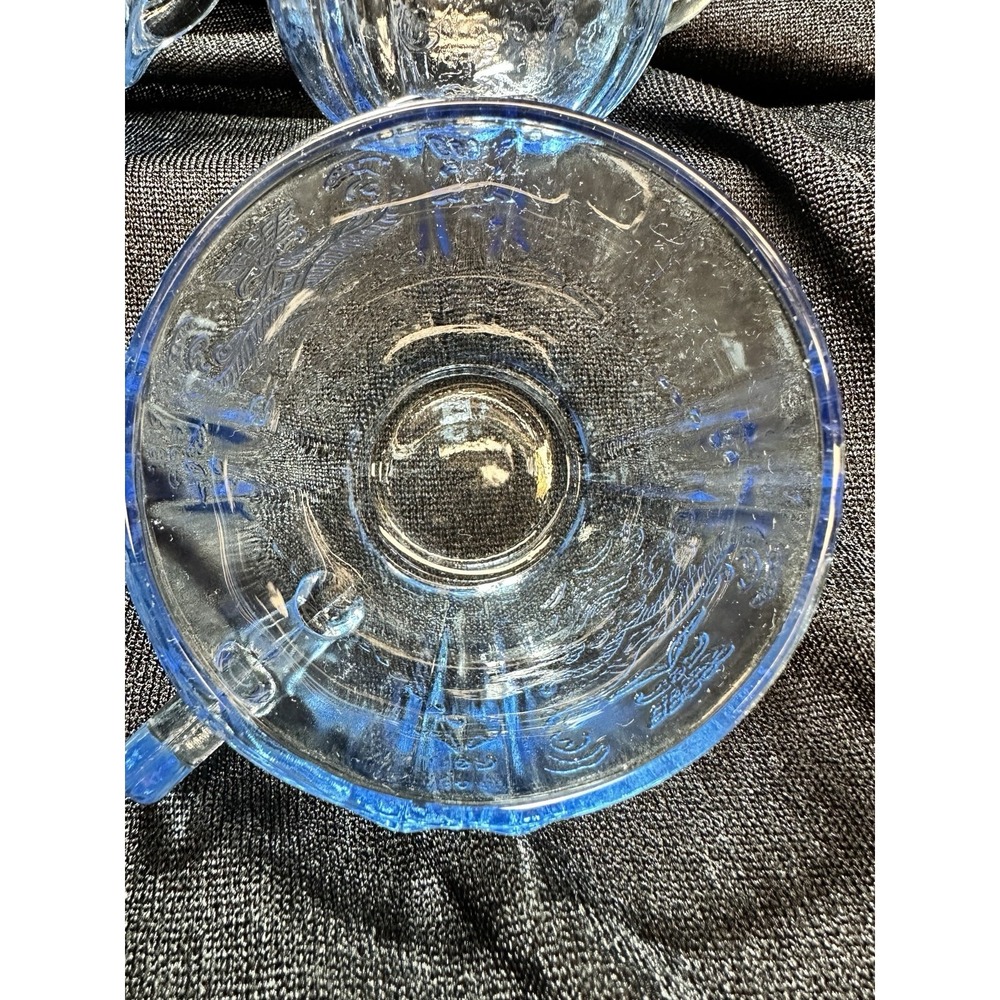 Indiana Glass Federal Madrid Blue Recollection 4 Tea Cups Depression, Glass - Picture 7 of 10